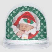 Custom Photo Santa Baby Snowflake Script Green (正面)