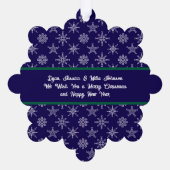 Custom Photo Santa Baby Snowflakes & Blue Paper オーナメントカード (裏面)