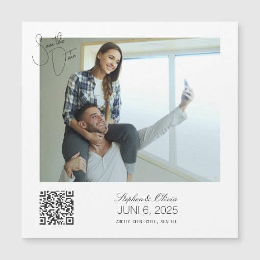 Custom Photo Save the Date Wedding magnet (正面)