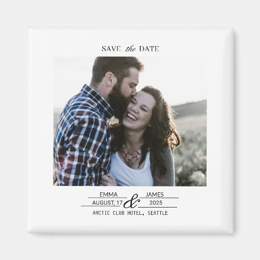 Custom Photo Save the Date Wedding magnet マグネット (正面)