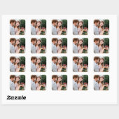 Custom Photo Save the Date with Couple Photo スクエアシール (シート)