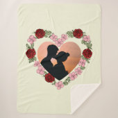Custom Photo Sherpa Blanket - Romantic Rose Heart  シェルパブランケット (正面)