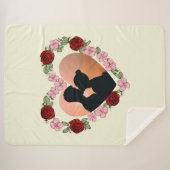 Custom Photo Sherpa Blanket - Romantic Rose Heart  シェルパブランケット (正面(横))