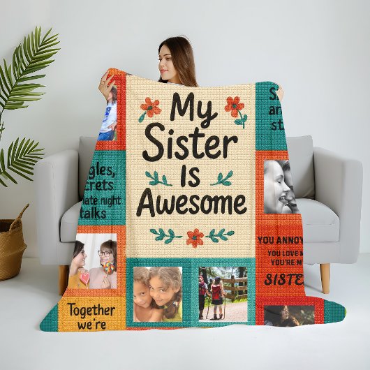 Custom Photo Sister Blanket Personalizable フリースブランケット