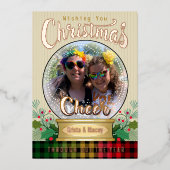 Custom Photo Snow Globe Christmas 箔シーズンカード (正面)