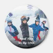 Custom Photo Snowflake Circle Travel マグネット (正面)