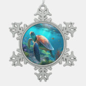 Custom Photo Snowflake Framed Ornament for Holiday スノーフレークピューターオーナメント (正面)