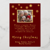 Custom Photo Snowflakes Merry Christmas 箔シーズンカード (正面)