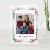 Custom Photo Soft Watercolor Christmas Frame カード (正面)