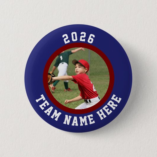 Custom Photo Sports pin / button with team name 缶バッジ (正面)
