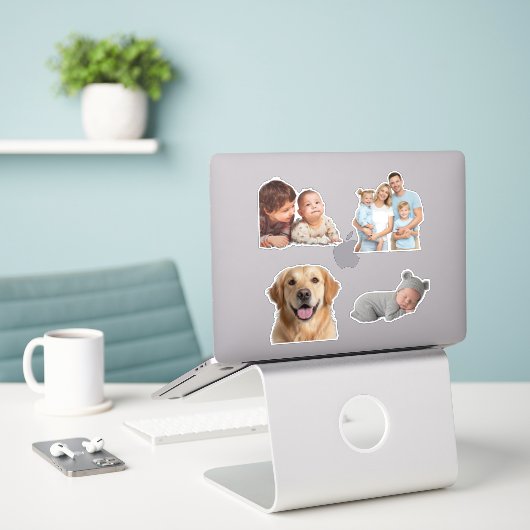 Custom Photo Stickers – Personalized Picture シール (デスク上のノートパソコン)