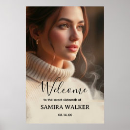 Custom Photo Sweet Sixteen Birthday Welcome Sign ポスター
