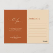 Custom Photo terracotta script signature thank you ポストカード (裏面)