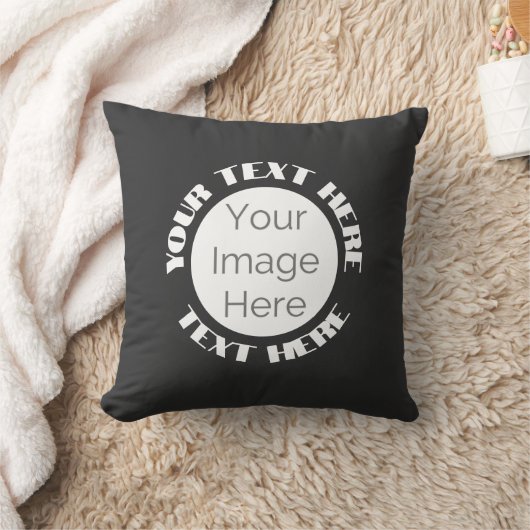 Custom Photo & Text Circle Design Square  クッション (ブランケット)