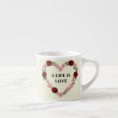 Custom Photo & Text Espresso Cup - Rose Heart エスプレッソカップ (右)