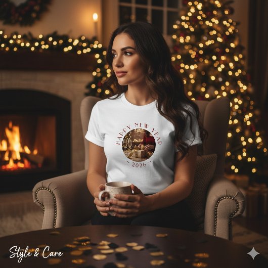 Custom Photo Text Happy New Year Celebration Party トライブレンドTシャツ