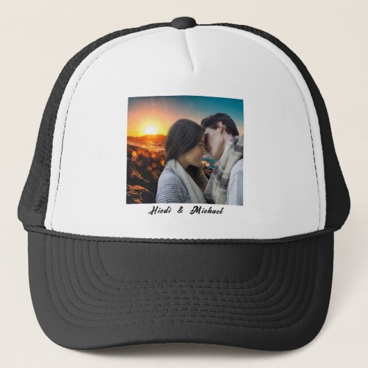 Custom Photo Text Hat | Personalized Trucker Hat キャップ (正面)