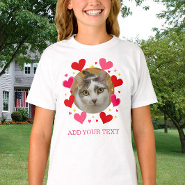 Custom Photo Text Red Hearts Personalized Kids Tシャツ