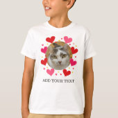 Custom Photo Text Red Hearts Personalized Kids Tシャツ (正面)