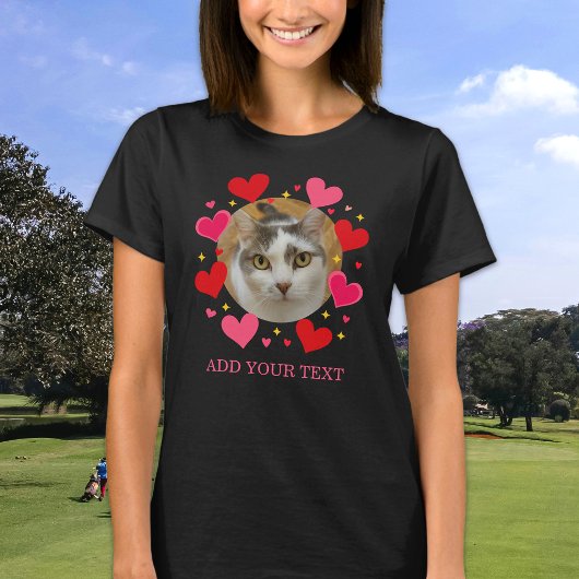 Custom Photo Text Red Love Hearts Personalized Tシャツ