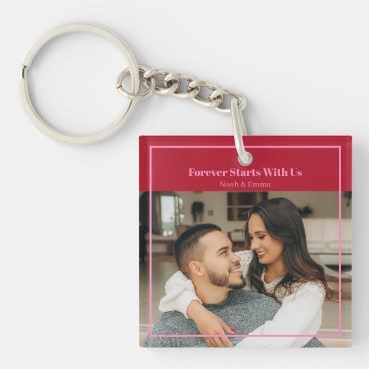 Custom Photo & Text Romantic Gift - Personalized  キーホルダー (正面)