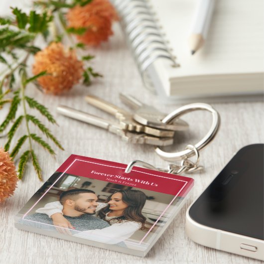 Custom Photo & Text Romantic Gift - Personalized  キーホルダー (正面右)