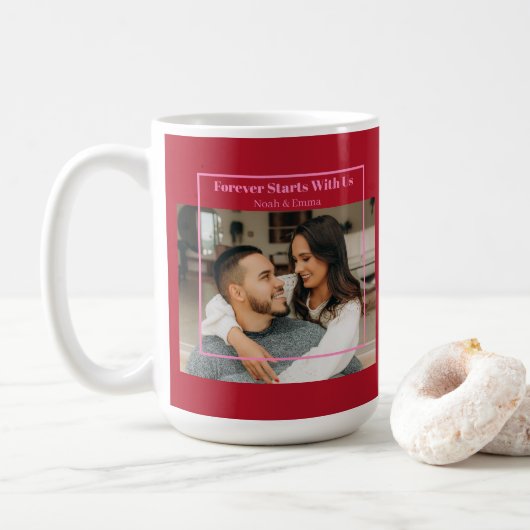 Custom Photo & Text Romantic Gift - Personalized  コーヒーマグカップ (ドーナツ)