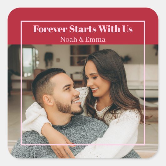 Custom Photo & Text Romantic Gift - Personalized  スクエアシール (正面)
