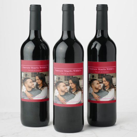 Custom Photo & Text Romantic Gift - Personalized  ワインラベル (ボトル)