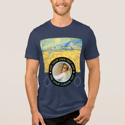Custom Photo-Text – Van Gogh Art Birthday Holiday トライブレンドＴシャツ (正面)