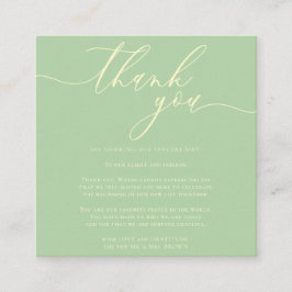 Custom Photo Thank You Mini Pistachio & Cream エンクロージャーカード