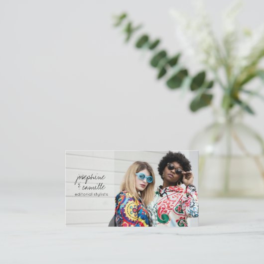 Custom Photo Trendy Script Editorial Stylist 名刺 (スタンド正面)