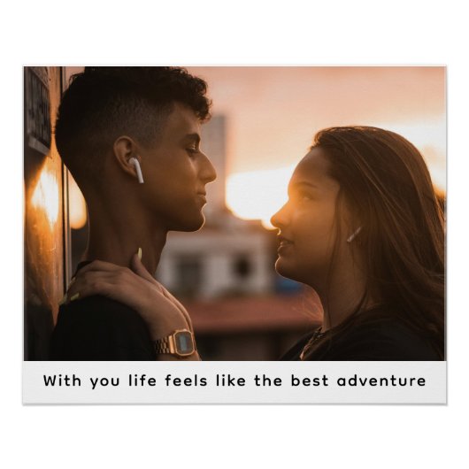 Custom Photo Typewriter Style Personalized Caption ポスター (正面)