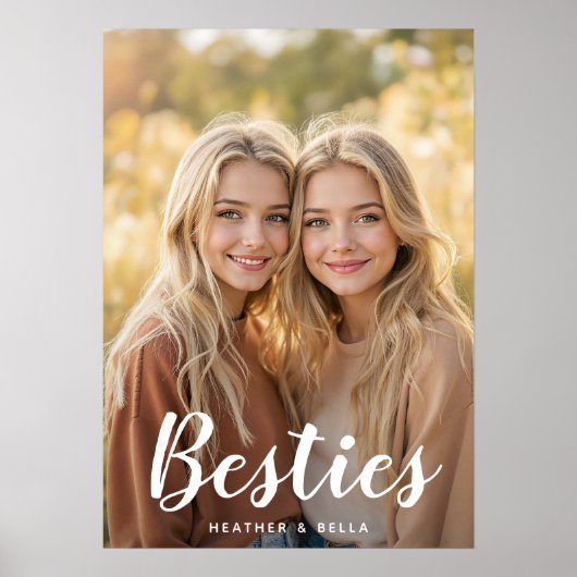 Custom Photo Typography Bestie ポスター (正面)