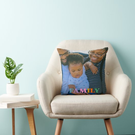 custom photo typography modern pretty Throw Pillow クッション (椅子)