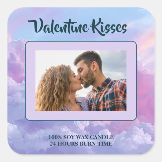 Custom Photo Valentine Candle Label Romantic Gift スクエアシール (正面)