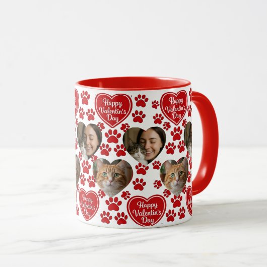 Custom Photo Valentine’s Day Cat Lover Mug  マグカップ (正面右)