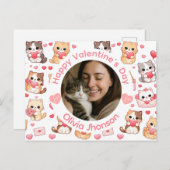 Custom Photo Valentine’s Day Cat Lover Postcard ポストカード (正面/裏面)