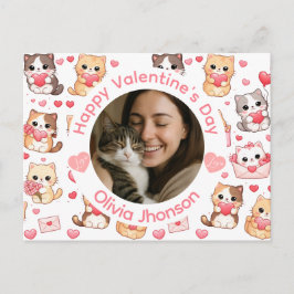 Custom Photo Valentine’s Day Cat Lover Postcard ポストカード