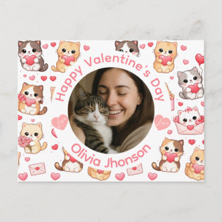 Custom Photo Valentine’s Day Cat Lover Postcard ポストカード