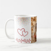 Custom Photo Valentine's Day Red Hearts & Florals コーヒーマグカップ (左)