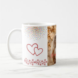 Custom Photo Valentine's Day Red Hearts & Florals コーヒーマグカップ