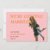 Custom Photo Vibrant Chic Wedding Save the Date  招待状 (正面)