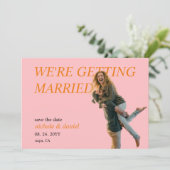 Custom Photo Vibrant Chic Wedding Save the Date  招待状 (スタンド正面)