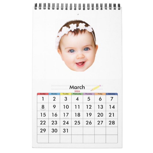 Custom Photo Wall Calendar 2026 All Months Print  カレンダー (3月 2026)