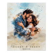 Custom Photo Watercolor Valentine’s Day Gift ポスター (正面)