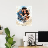 Custom Photo Watercolor Valentine’s Day Gift ポスター (ホームオフィス)