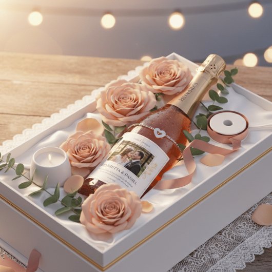 Custom Photo Wedding Wine Label - Henrietta & Dani スパークリングワインラベル