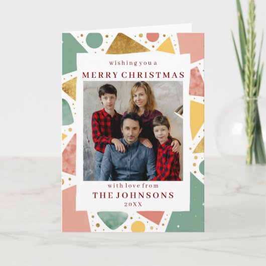 Custom Photo Whimsical Geometric Frame Greeting カード (正面)