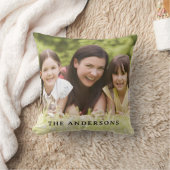 Custom Photo with Family Name Throw Pillow クッション (ブランケット)